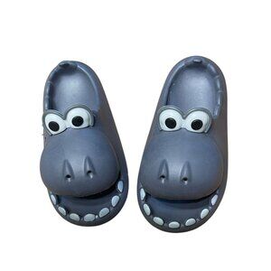 Novelty Hippo-Themed Slip-On House Slippers For Kids Size EU 34-35  215MM Gray